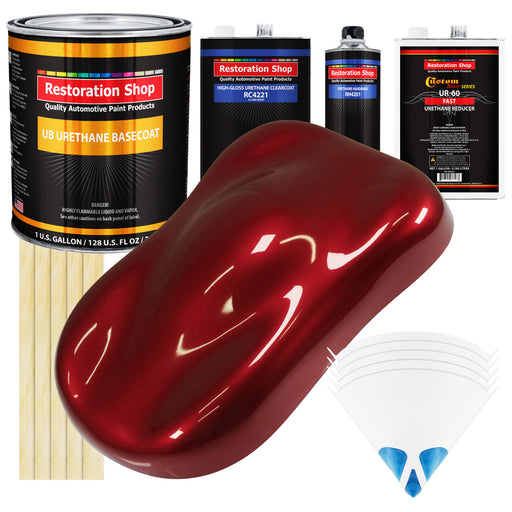 Fire Red Pearl - Urethane Basecoat with Clearcoat Auto Paint - Complete Fast Gallon Paint Kit - Professional High Gloss Automotive, Car, Truck Coating