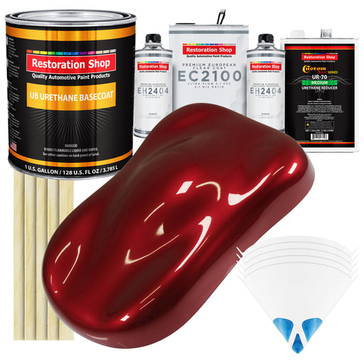 Fire Red Pearl Urethane Basecoat with European Clearcoat Auto Paint - Complete Gallon Paint Color Kit - Automotive Refinish Coating