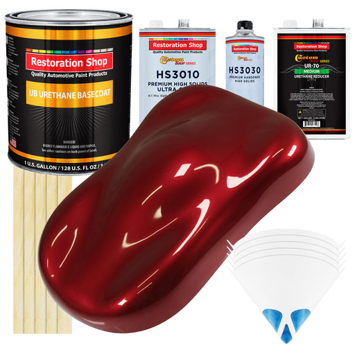 Fire Red Pearl - Urethane Basecoat with Premium Clearcoat Auto Paint - Complete Medium Gallon Paint Kit - Professional High Gloss Automotive Coating