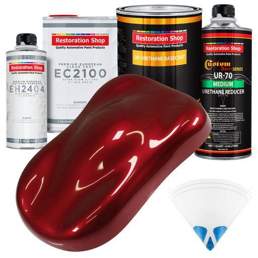 Fire Red Pearl Urethane Basecoat with European Clearcoat Auto Paint - Complete Quart Paint Color Kit - Automotive Refinish Coating