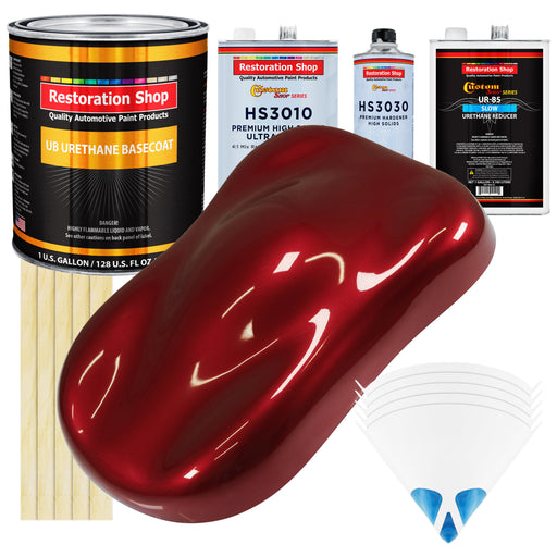 Fire Red Pearl - Urethane Basecoat with Premium Clearcoat Auto Paint - Complete Slow Gallon Paint Kit - Professional High Gloss Automotive Coating