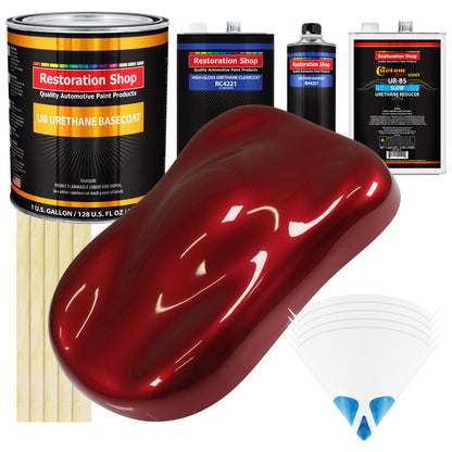Fire Red Pearl - Urethane Basecoat with Clearcoat Auto Paint - Complete Slow Gallon Paint Kit - Professional High Gloss Automotive, Car, Truck Coating