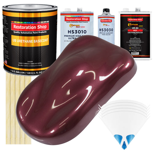 Vintage Burgundy Metallic - Urethane Basecoat with Premium Clearcoat Auto Paint (Complete Fast Gallon Paint Kit) Professional Gloss Automotive Coating