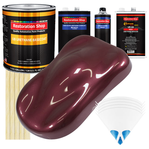 Vintage Burgundy Metallic - Urethane Basecoat with Clearcoat Auto Paint - Complete Fast Gallon Paint Kit - Professional Automotive Car Truck Coating