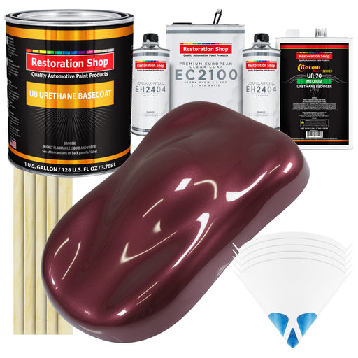 Vintage Burgundy Metallic Urethane Basecoat with European Clearcoat Auto Paint - Complete Gallon Paint Color Kit - Automotive Refinish Coating