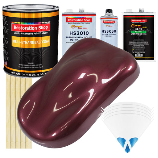 Vintage Burgundy Metallic - Urethane Basecoat with Premium Clearcoat Auto Paint - Complete Medium Gallon Paint Kit - Professional Automotive Coating