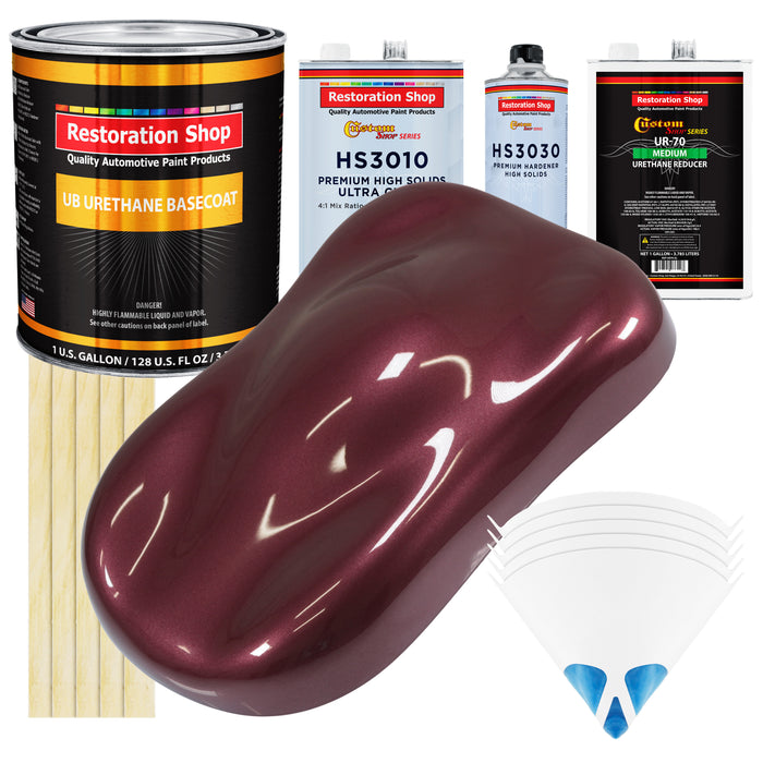 Vintage Burgundy Metallic - Urethane Basecoat with Premium Clearcoat Auto Paint - Complete Medium Gallon Paint Kit - Professional Automotive Coating