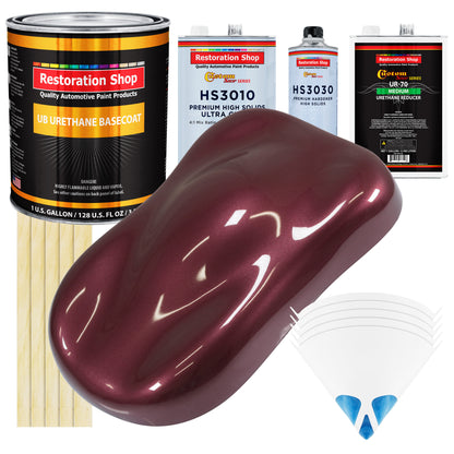 Vintage Burgundy Metallic - Urethane Basecoat with Premium Clearcoat Auto Paint - Complete Medium Gallon Paint Kit - Professional Automotive Coating