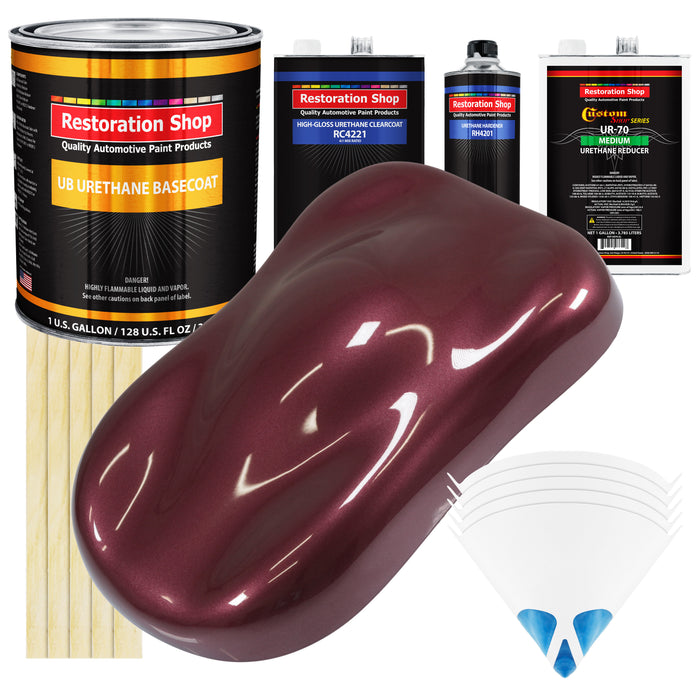 Vintage Burgundy Metallic - Urethane Basecoat with Clearcoat Auto Paint - Complete Medium Gallon Paint Kit - Professional Automotive Car Truck Coating