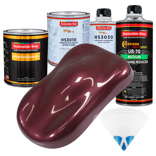 Vintage Burgundy Metallic - Urethane Basecoat with Premium Clearcoat Auto Paint - Complete Medium Quart Paint Kit - Professional Automotive Coating