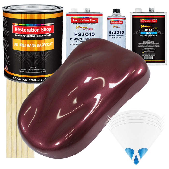 Vintage Burgundy Metallic - Urethane Basecoat with Premium Clearcoat Auto Paint (Complete Slow Gallon Paint Kit) Professional Gloss Automotive Coating