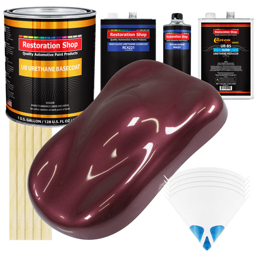 Vintage Burgundy Metallic - Urethane Basecoat with Clearcoat Auto Paint - Complete Slow Gallon Paint Kit - Professional Automotive Car Truck Coating