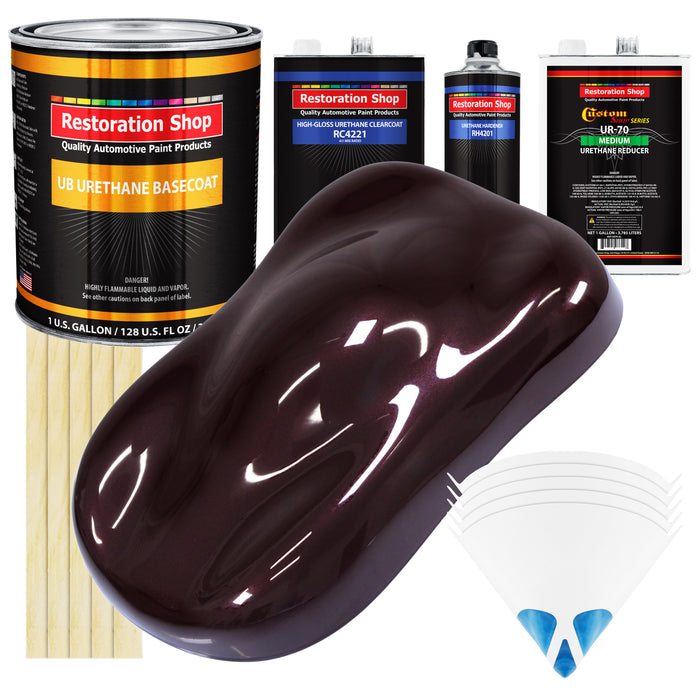 Black Cherry Pearl - Urethane Basecoat with Clearcoat Auto Paint - Complete Medium Gallon Paint Kit - Professional Gloss Automotive Car Truck Coating