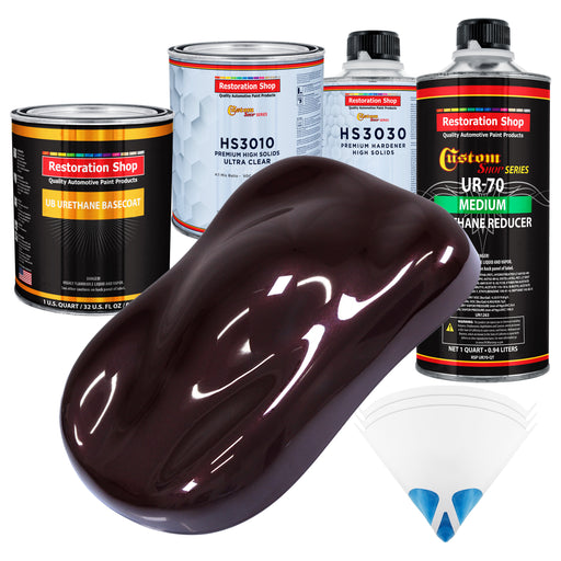 Black Cherry Pearl - Urethane Basecoat with Premium Clearcoat Auto Paint (Complete Medium Quart Paint Kit) Professional High Gloss Automotive Coating