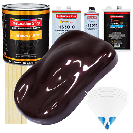 Black Cherry Pearl - Urethane Basecoat with Premium Clearcoat Auto Paint - Complete Slow Gallon Paint Kit - Professional High Gloss Automotive Coating