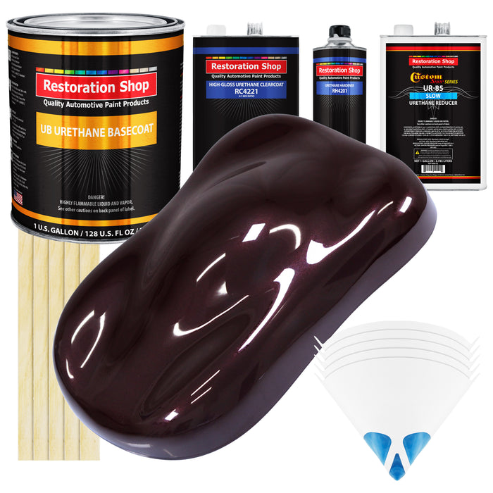 Black Cherry Pearl - Urethane Basecoat with Clearcoat Auto Paint - Complete Slow Gallon Paint Kit - Professional Gloss Automotive Car Truck Coating