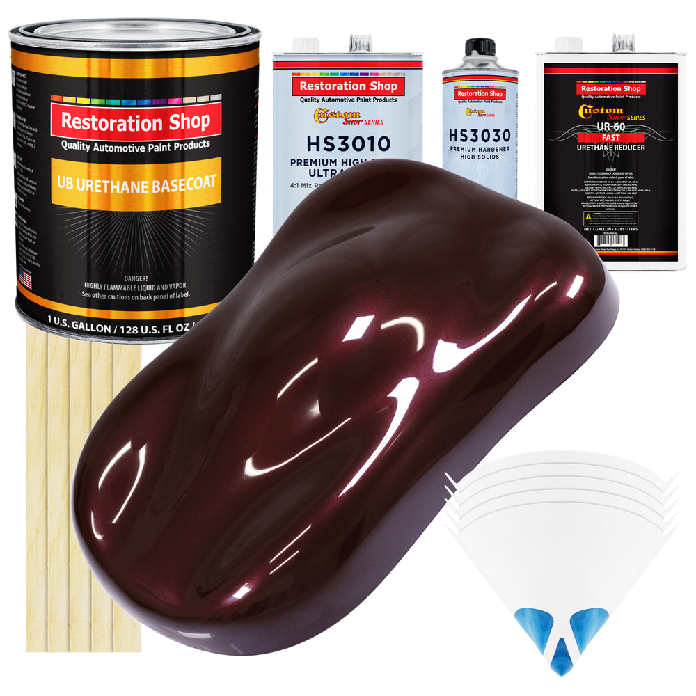 Molten Red Metallic - Urethane Basecoat with Premium Clearcoat Auto Paint (Complete Fast Gallon Paint Kit) Professional High Gloss Automotive Coating