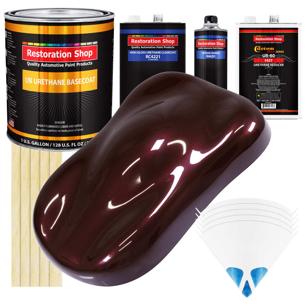 Molten Red Metallic - Urethane Basecoat with Clearcoat Auto Paint - Complete Fast Gallon Paint Kit - Professional Gloss Automotive Car Truck Coating