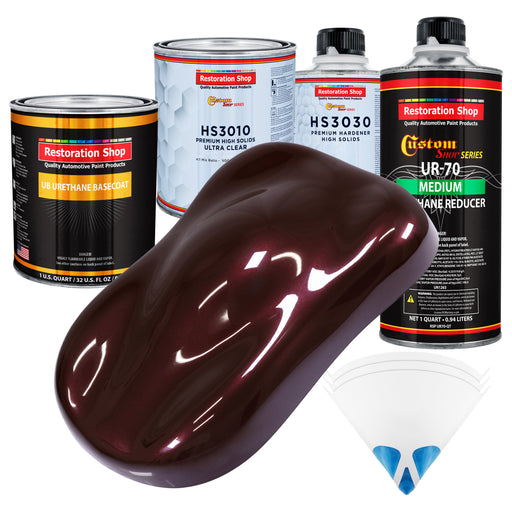 Molten Red Metallic - Urethane Basecoat with Premium Clearcoat Auto Paint (Complete Medium Quart Paint Kit) Professional High Gloss Automotive Coating