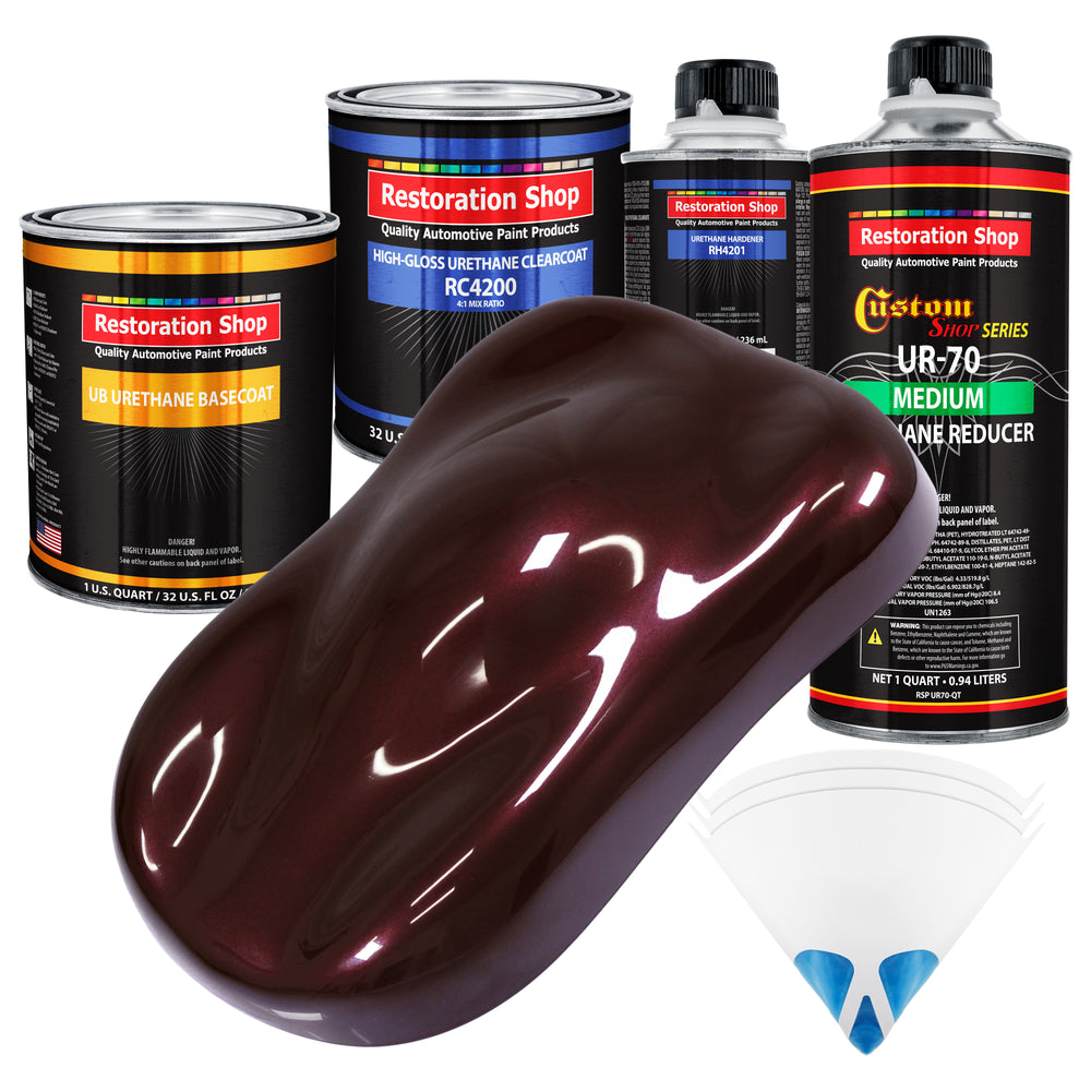 Molten Red Metallic - Urethane Basecoat with Clearcoat Auto Paint - Complete Medium Quart Paint Kit - Professional Gloss Automotive Car Truck Coating