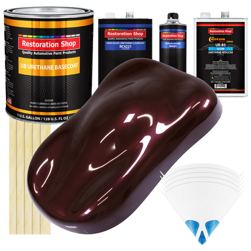 Molten Red Metallic - Urethane Basecoat with Clearcoat Auto Paint - Complete Slow Gallon Paint Kit - Professional Gloss Automotive Car Truck Coating