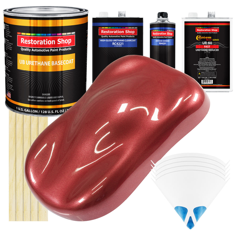 Candy Apple Red Metallic - Urethane Basecoat with Clearcoat Auto Paint - Complete Fast Gallon Paint Kit - Professional Automotive Car Truck Coating