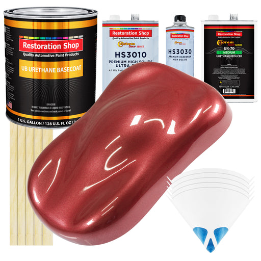 Candy Apple Red Metallic - Urethane Basecoat with Premium Clearcoat Auto Paint - Complete Medium Gallon Paint Kit - Professional Automotive Coating