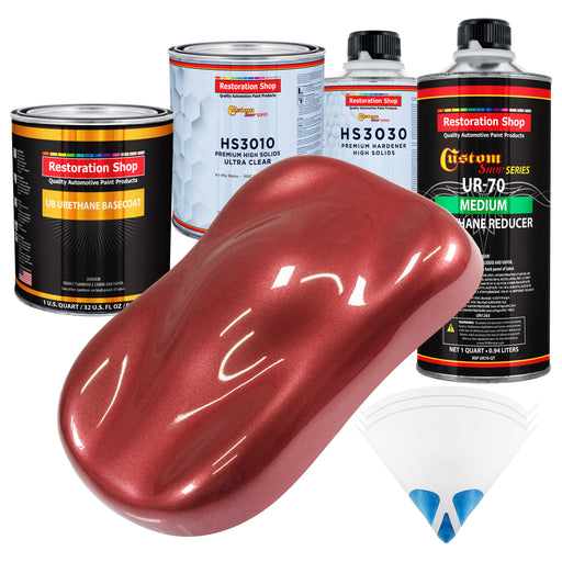 Candy Apple Red Metallic - Urethane Basecoat with Premium Clearcoat Auto Paint (Complete Medium Quart Paint Kit) Professional Gloss Automotive Coating