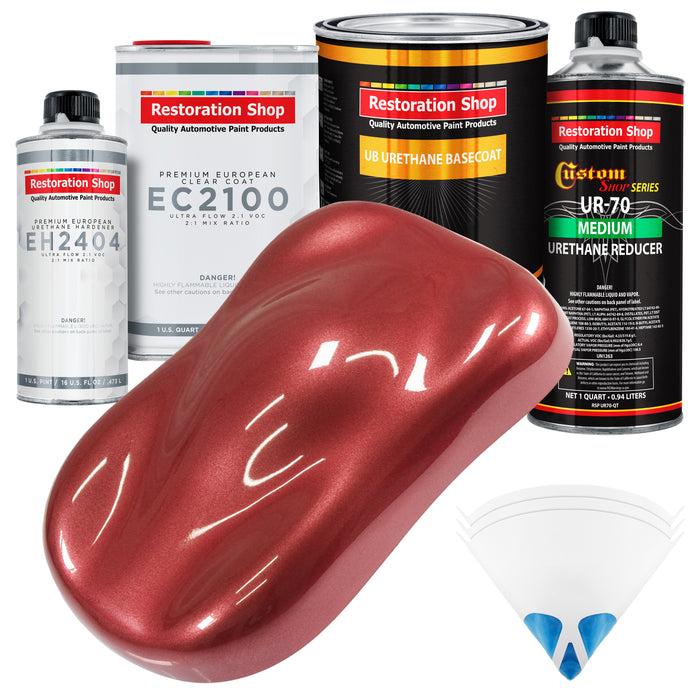 Candy Apple Red Metallic Urethane Basecoat with European Clearcoat Auto Paint - Complete Quart Paint Color Kit - Automotive Refinish Coating