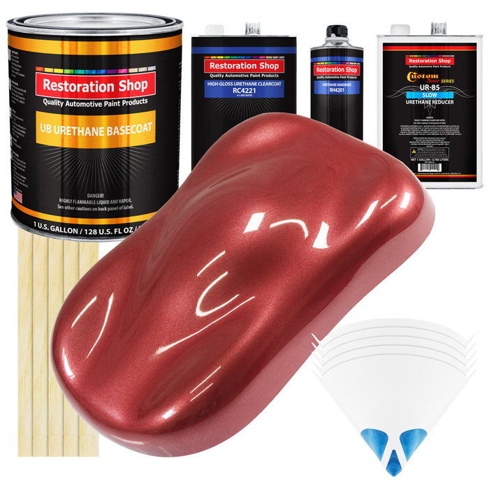 Candy Apple Red Metallic - Urethane Basecoat with Clearcoat Auto Paint - Complete Slow Gallon Paint Kit - Professional Automotive Car Truck Coating