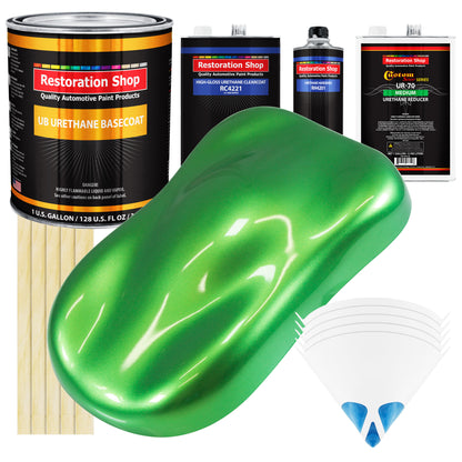 Firemist Lime - Urethane Basecoat with Clearcoat Auto Paint (Complete Medium Gallon Paint Kit) Professional High Gloss Automotive Car Truck Coating