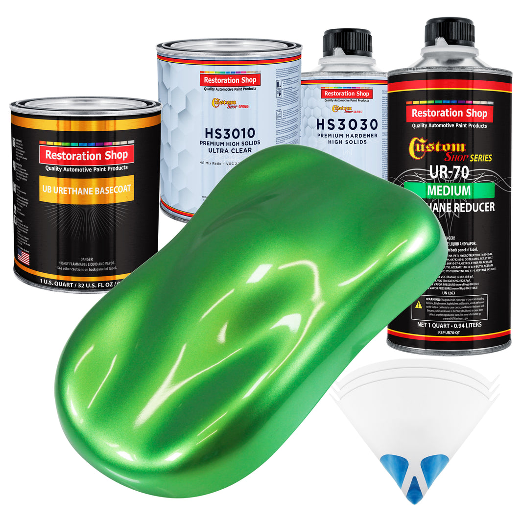 Firemist Lime - Urethane Basecoat with Premium Clearcoat Auto Paint - Complete Medium Quart Paint Kit - Professional High Gloss Automotive Coating