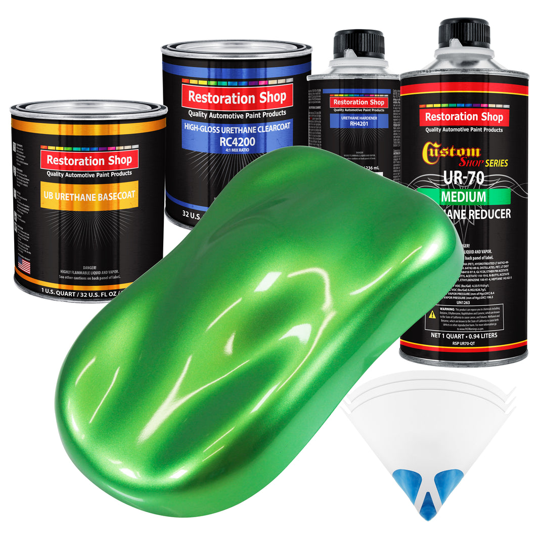 Firemist Lime - Urethane Basecoat with Clearcoat Auto Paint - Complete Medium Quart Paint Kit - Professional High Gloss Automotive, Car, Truck Coating