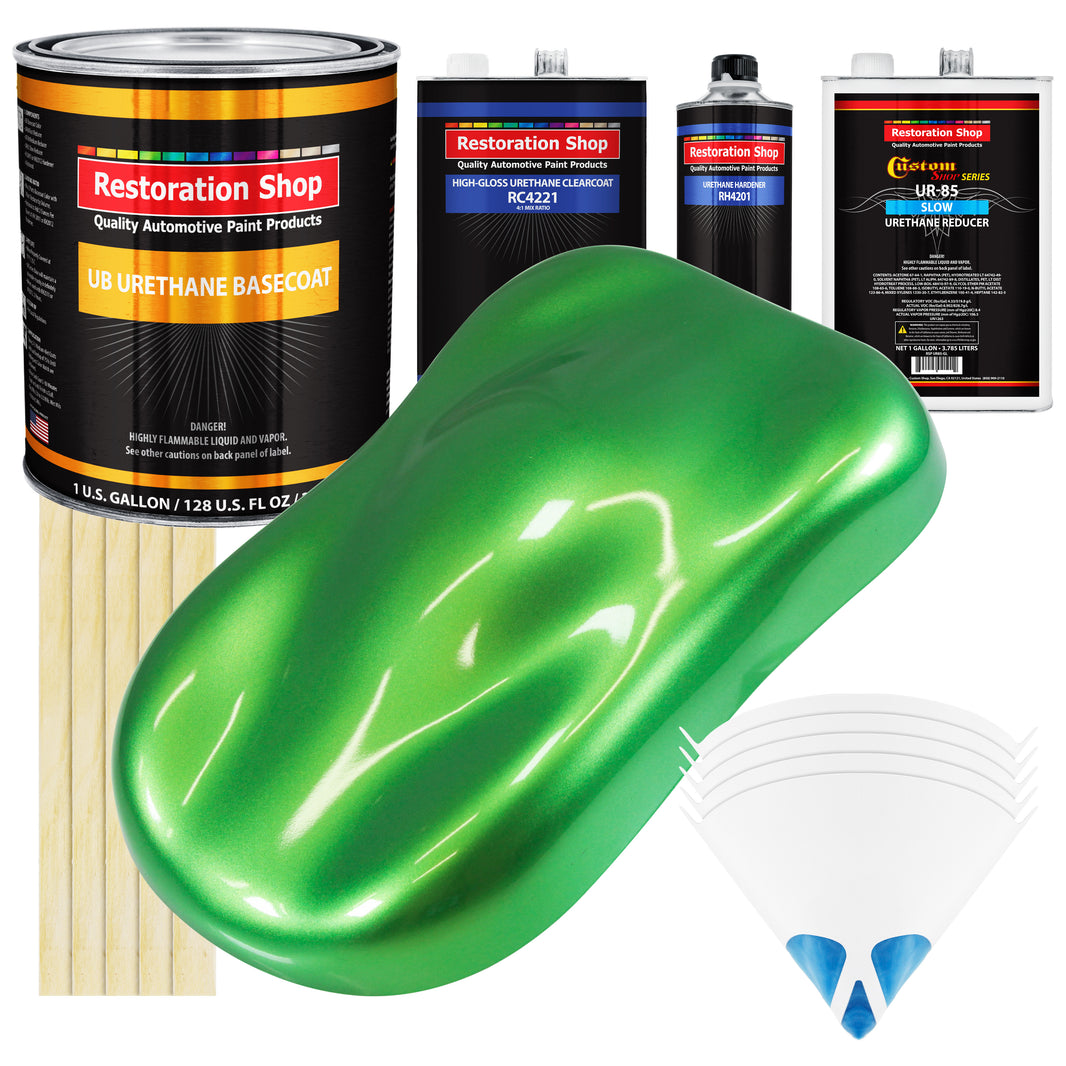 Firemist Lime - Urethane Basecoat with Clearcoat Auto Paint - Complete Slow Gallon Paint Kit - Professional High Gloss Automotive, Car, Truck Coating