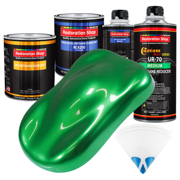 Firemist Green - Urethane Basecoat with Clearcoat Auto Paint (Complete Medium Quart Paint Kit) Professional High Gloss Automotive Car Truck Coating