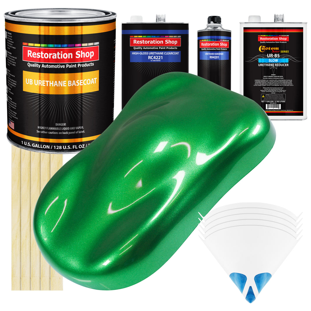 Firemist Green - Urethane Basecoat with Clearcoat Auto Paint - Complete Slow Gallon Paint Kit - Professional High Gloss Automotive, Car, Truck Coating