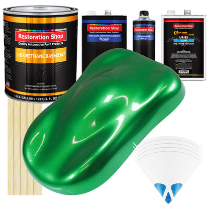Firemist Green - Urethane Basecoat with Clearcoat Auto Paint - Complete Slow Gallon Paint Kit - Professional High Gloss Automotive, Car, Truck Coating
