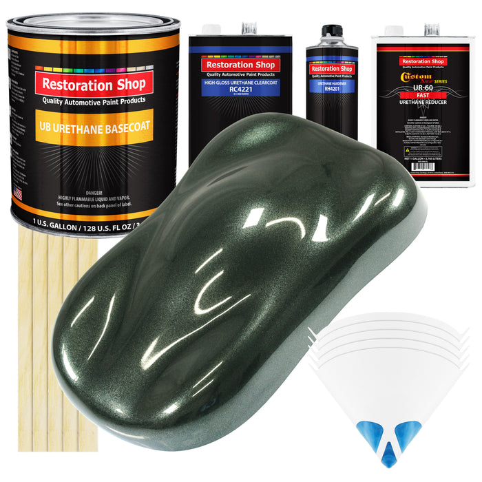 Fathom Green Firemist - Urethane Basecoat with Clearcoat Auto Paint - Complete Fast Gallon Paint Kit - Professional Gloss Automotive Car Truck Coating