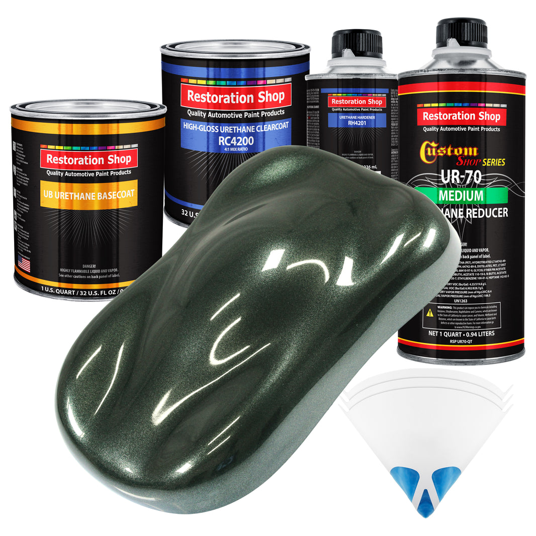 Fathom Green Firemist - Urethane Basecoat with Clearcoat Auto Paint (Complete Medium Quart Paint Kit) Professional Gloss Automotive Car Truck Coating