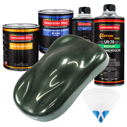 Fathom Green Firemist - Urethane Basecoat with Clearcoat Auto Paint (Complete Medium Quart Paint Kit) Professional Gloss Automotive Car Truck Coating