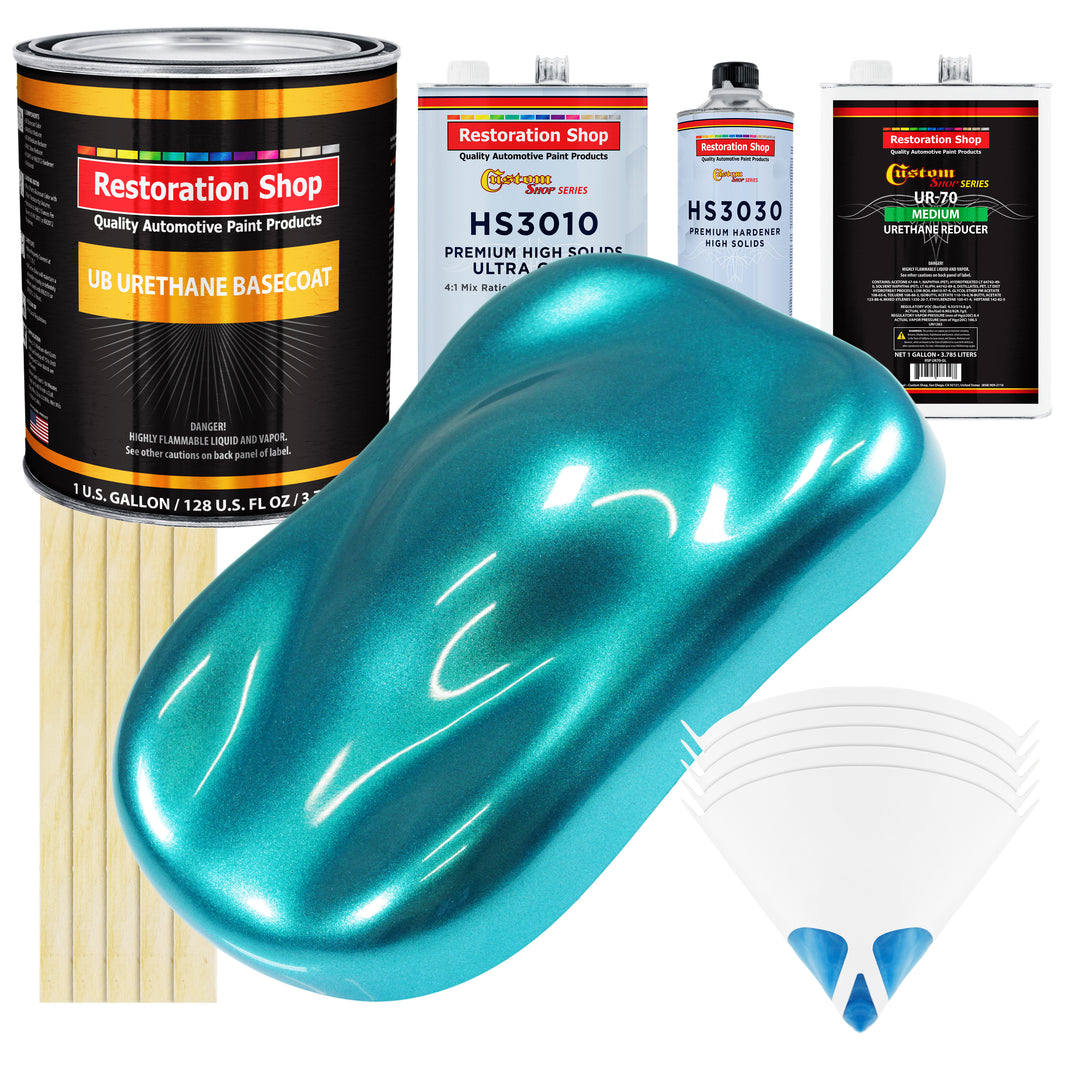 Aquamarine Firemist - Urethane Basecoat with Premium Clearcoat Auto Paint - Complete Medium Gallon Paint Kit - Professional Gloss Automotive Coating