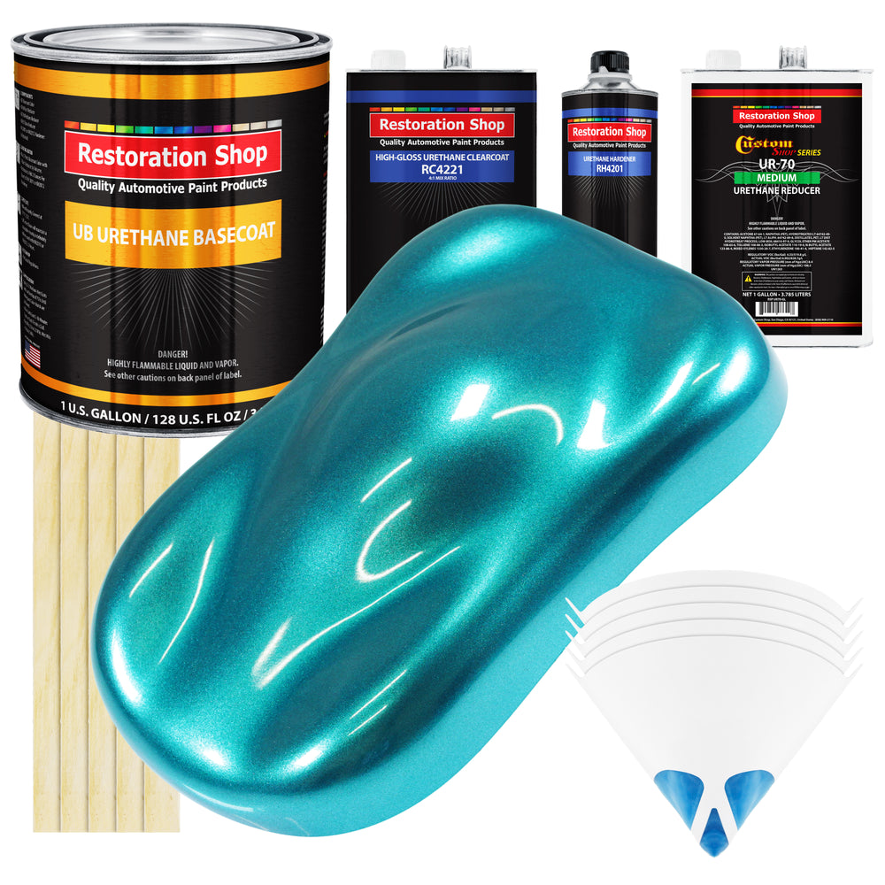 Aquamarine Firemist - Urethane Basecoat with Clearcoat Auto Paint - Complete Medium Gallon Paint Kit - Professional Gloss Automotive Car Truck Coating