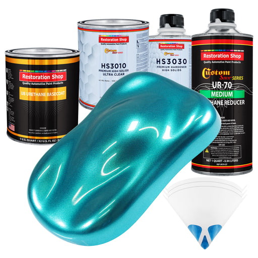 Aquamarine Firemist - Urethane Basecoat with Premium Clearcoat Auto Paint (Complete Medium Quart Paint Kit) Professional High Gloss Automotive Coating