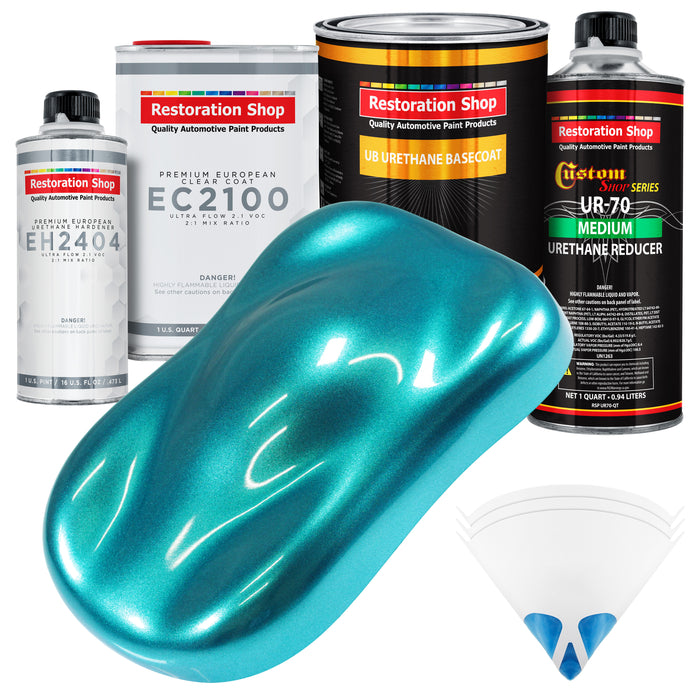 Aquamarine Firemist Urethane Basecoat with European Clearcoat Auto Paint - Complete Quart Paint Color Kit - Automotive Refinish Coating