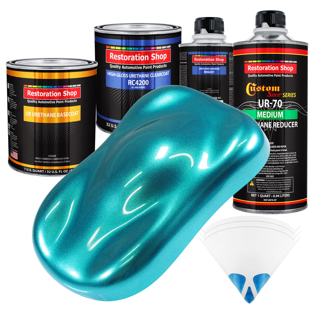 Aquamarine Firemist - Urethane Basecoat with Clearcoat Auto Paint - Complete Medium Quart Paint Kit - Professional Gloss Automotive Car Truck Coating