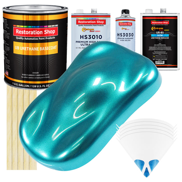 Aquamarine Firemist - Urethane Basecoat with Premium Clearcoat AutoPaint (Complete Slow Gallon Paint Kit) Professional High Gloss Automotive Coating