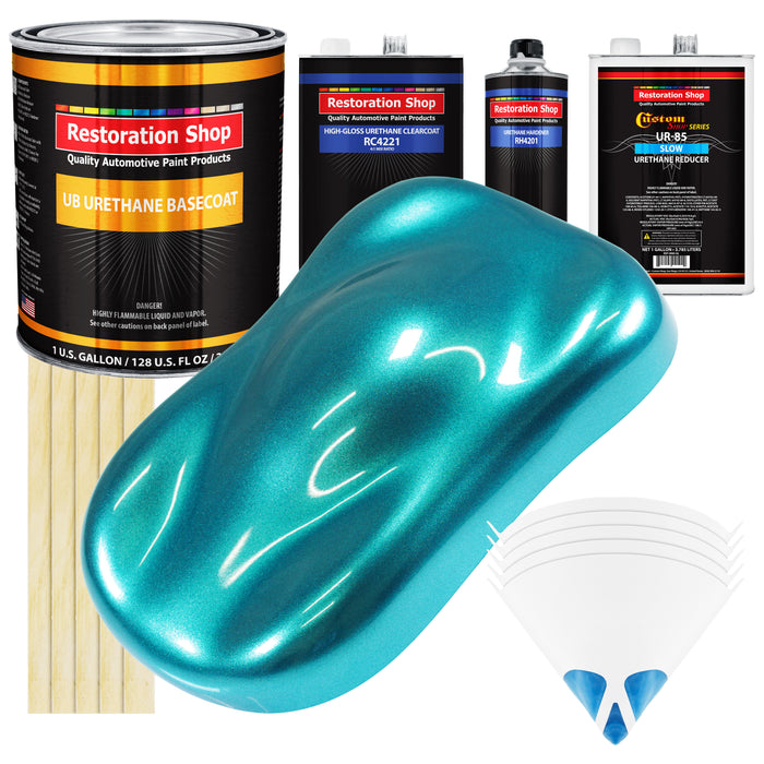 Aquamarine Firemist - Urethane Basecoat with Clearcoat Auto Paint - Complete Slow Gallon Paint Kit - Professional Gloss Automotive Car Truck Coating