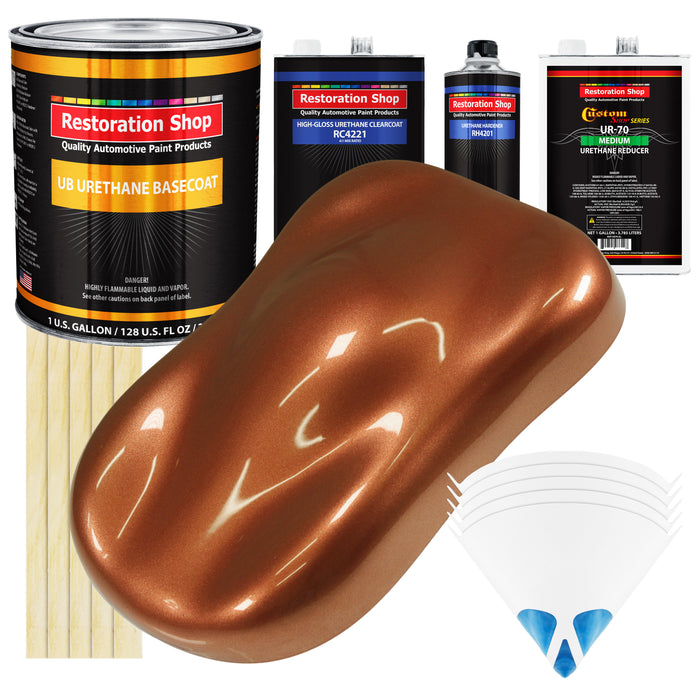 Firemist Copper - Urethane Basecoat with Clearcoat Auto Paint - Complete Medium Gallon Paint Kit - Professional Gloss Automotive Car Truck Coating