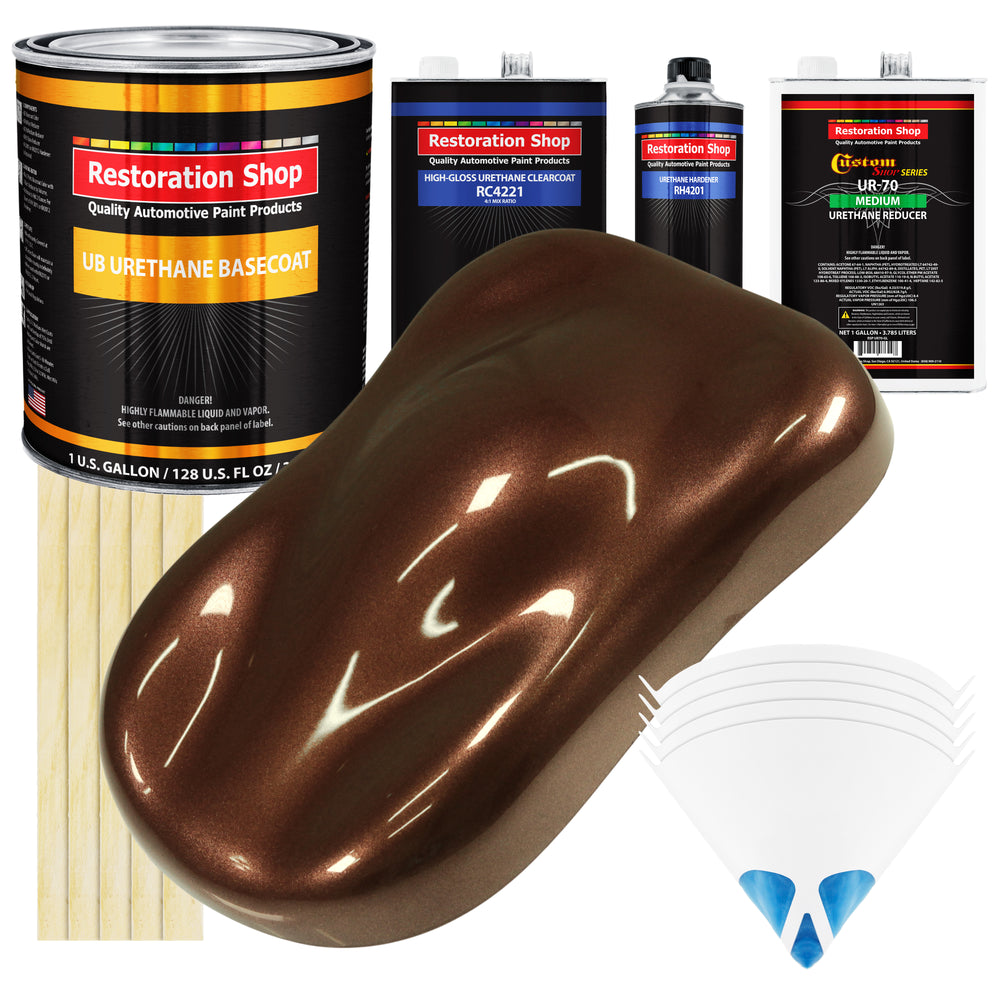 Saddle Brown Firemist - Urethane Basecoat with Clearcoat Auto Paint (Complete Medium Gallon Paint Kit) Professional Gloss Automotive Car Truck Coating