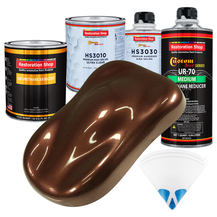 Saddle Brown Firemist - Urethane Basecoat with Premium Clearcoat Auto Paint - Complete Medium Quart Paint Kit - Professional Gloss Automotive Coating